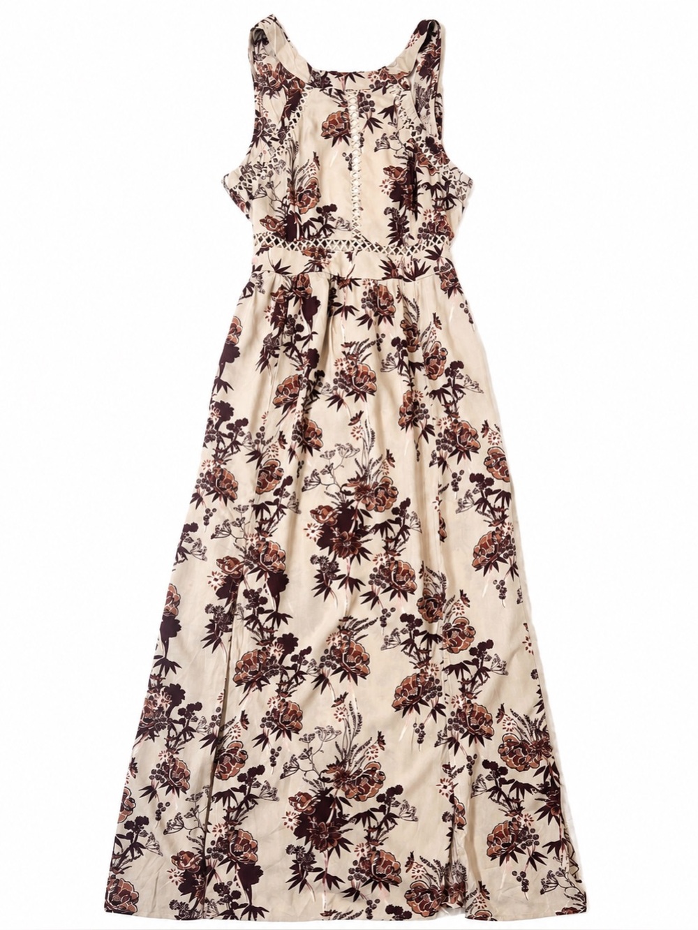 Angie NWT Medium Floral Halter Maxi Dress Open Back Boho Rayon Slit - Picture 5 of 10